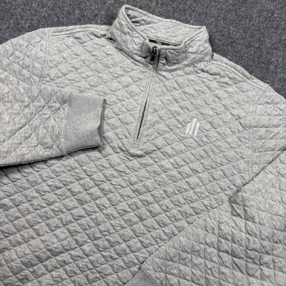 Brooks Brothers Quilted Quarter Zip Pullover Mens XL Gray Diamond Texture